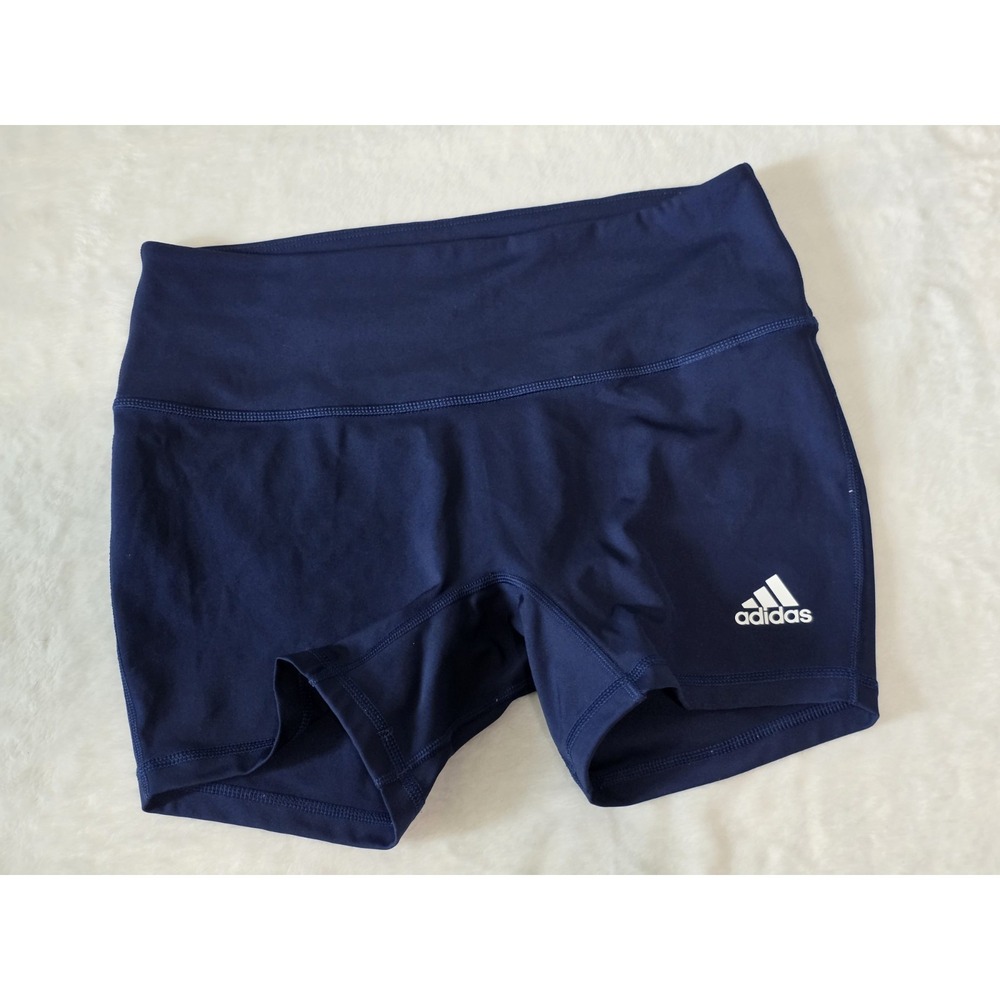 adidas womens large navy blue volleyball techfit shorts logo moisture wicking